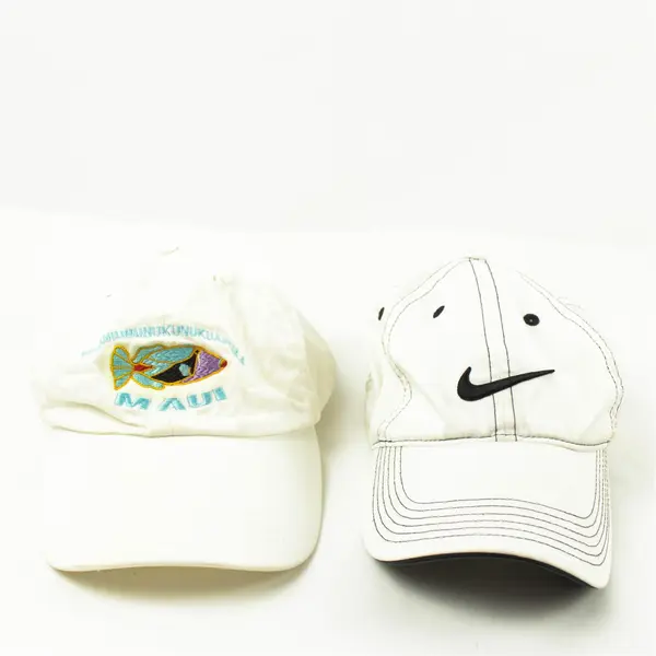 Lot of 2 Adjustable Baseball Caps White Nike Golf & White Maui