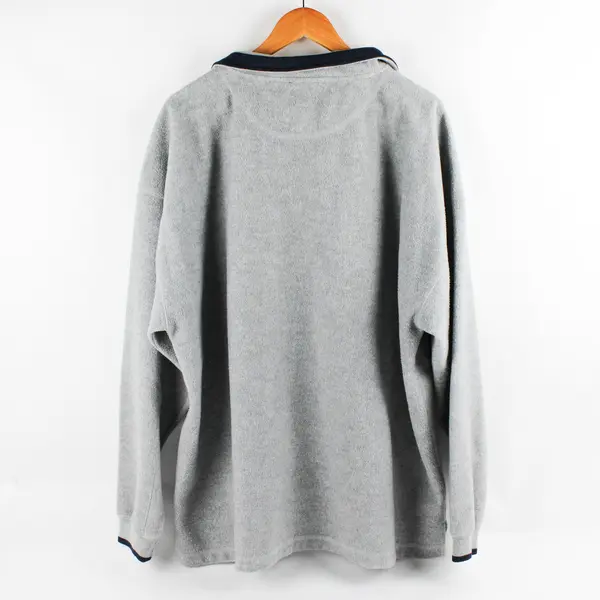 Vintage Artisans Men's XL Gray/Navy Eagle Crest Wolf Graphic 1/4 Zip Sweater