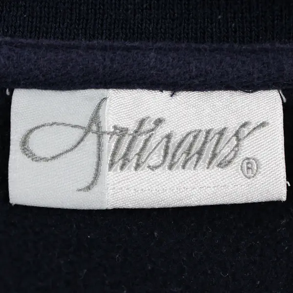 Vintage Artisans Men's XL Gray/Navy Eagle Crest Wolf Graphic 1/4 Zip Sweater