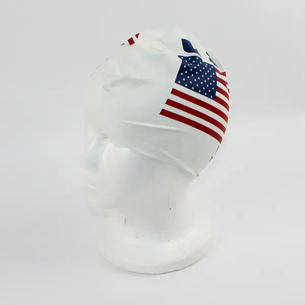 TYR Silicone Swim Cap White w/USA American Flag Design