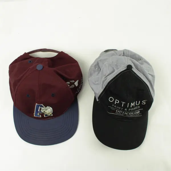 Lot of 2 Adjustable Baseball Caps Maroon Alaska & Black Optimus Paint & Primer