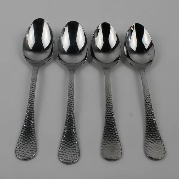Lot Of 4 Wallace Silver Continental Hammered 18/0 SS Oval Soup Spoons 7.75" 