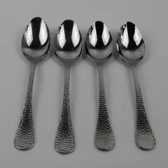 Lot Of 4 Wallace Silver Continental Hammered 18/0 SS Oval Soup Spoons 7.75" 
