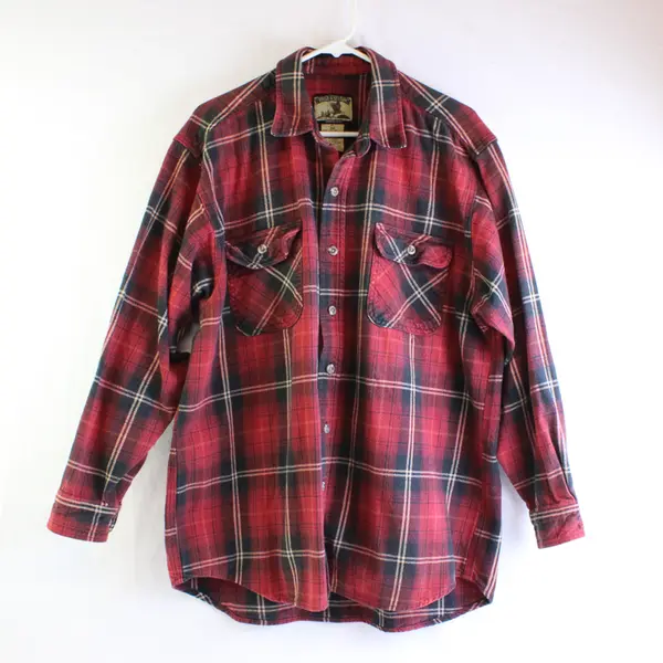 Field & Stream Men's XL Red Plaid Button Up Long Sleeve Flannel 100% Cotton