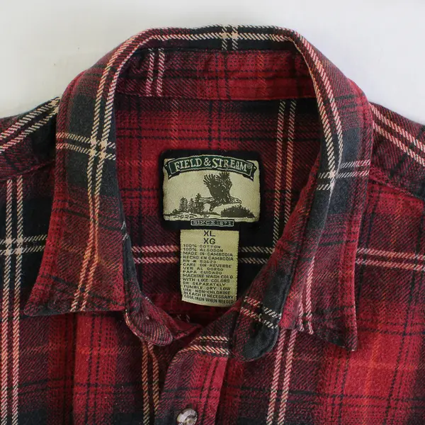 Field & Stream Men's XL Red Plaid Button Up Long Sleeve Flannel 100% Cotton