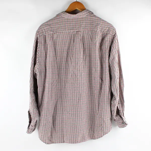 Eddie Bauer Men's L Red Plaid Lightweight 100% Cotton Button Up Shirt