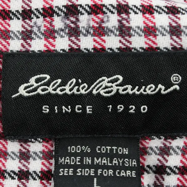 Eddie Bauer Men's L Red Plaid Lightweight 100% Cotton Button Up Shirt