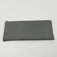Silver Perforated Clutch Makeup Bag Evening Cosmetic Pouch Zip Closure