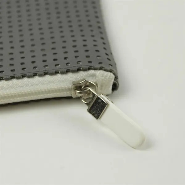 Silver Perforated Clutch Makeup Bag Evening Cosmetic Pouch Zip Closure