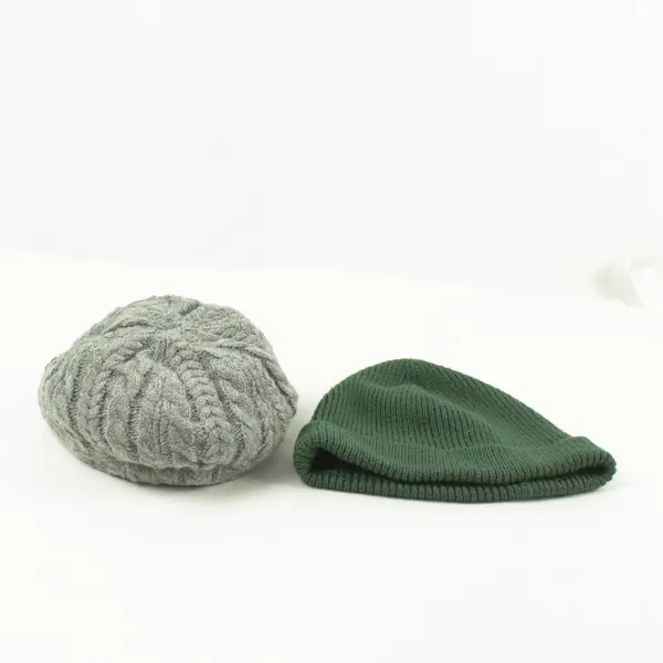 Lot of 2 Winter Hats Grey W/Small Bill & Green Dakine Stocking Cap