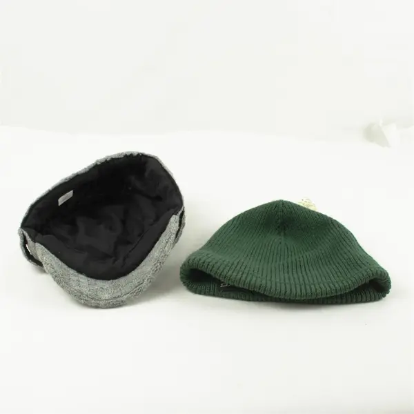 Lot of 2 Winter Hats Grey W/Small Bill & Green Dakine Stocking Cap