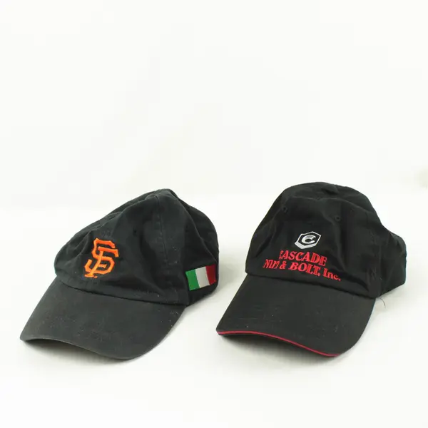 Lot of 2 Adjustable Black Baseball Caps - SF Giants & Cascade Nuts & Bolts