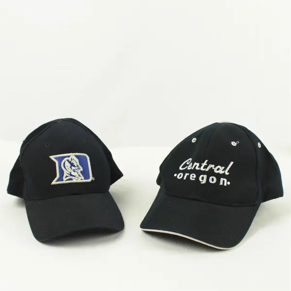 Lot of 2 Baseball Caps Black Duke Size 6 7/8 & Black Central Oregon Hats