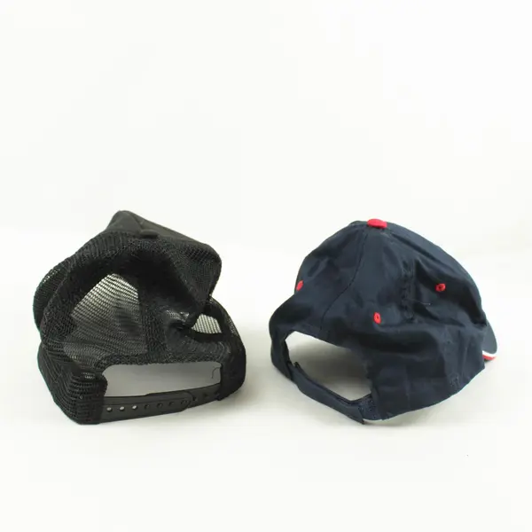 Lot of 2 Adjustable Baseball Caps Blue VFW Madrid IA & Black VFW Madrid IA