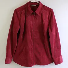 Vintage Croft & Barrow Women's L Red Stretch Corduroy Full Zip Collared Shacket