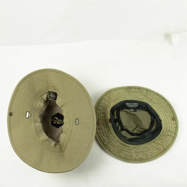 Lot of 2 Khaki Hats Floppy Men's Size L & M Sun Travel