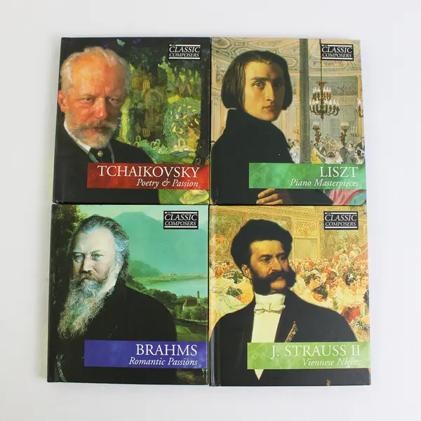 Lot of 4 Classic Composers CD/Book Combo -Late Romantic Strauss, Brahms, Liszt