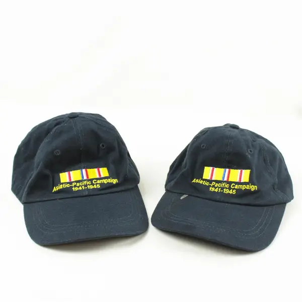 Lot of 2 Adjustable Dark Blue Baseball Caps Asiatic-Pacific Campaign 1941-1945