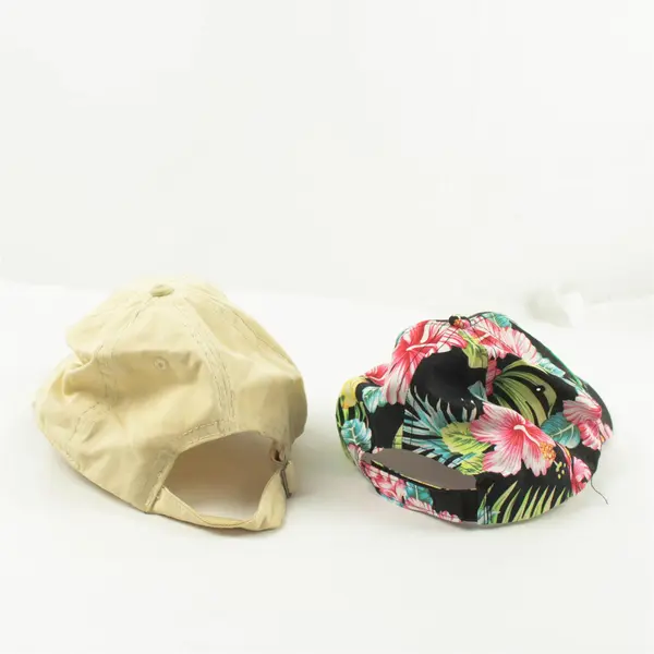 Lot of 2 Adjustable Baseball Caps Tropical Arizona & Beige W/Palm Tree