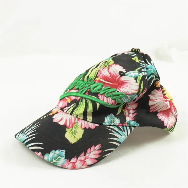 Lot of 2 Adjustable Baseball Caps Tropical Arizona & Beige W/Palm Tree