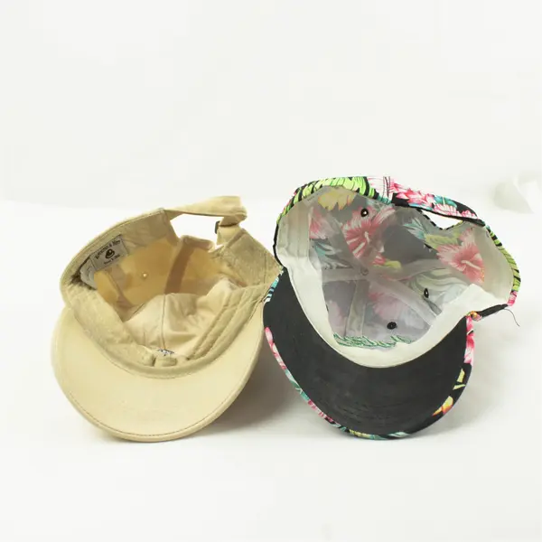 Lot of 2 Adjustable Baseball Caps Tropical Arizona & Beige W/Palm Tree