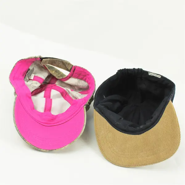 Lot of 2 Toddler Hats Camo Adjustable Baseball & Blue Burgundy W/Brown Bill