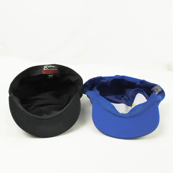 Lot of 2 Hats  Black Engineer Hat & Blue Palm Harbor Homes Adjustable Cap