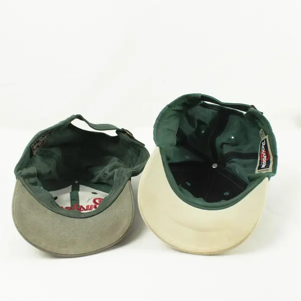 Lot of 2 Adjustable Baseball Caps Green/Brown Cummins & Green Buster's