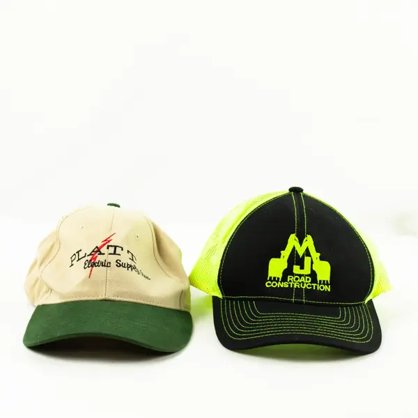 Lot of 2 Adjustable Baseball Caps Platt Electric Brown & J Road Construction