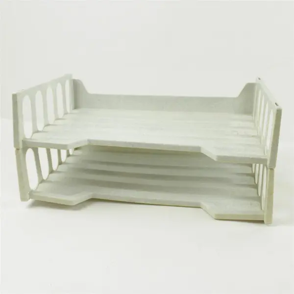 Lot of 2 Stackable Desk Organizer Shelves Office Paper & Folder Storage