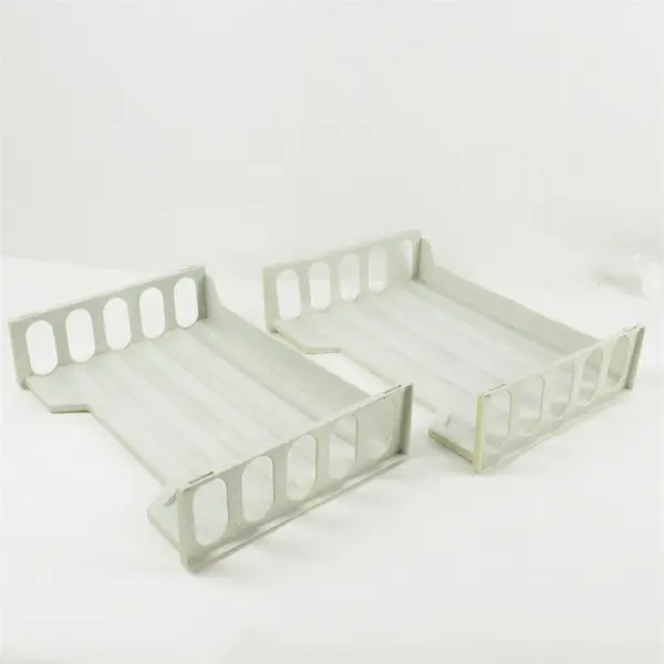 Lot of 2 Stackable Desk Organizer Shelves Office Paper & Folder Storage