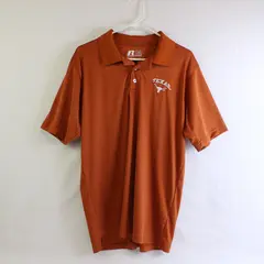 Russel Men's L Burnt Orange Texas Longhorns Polo Shirt Embroidered UT Logo