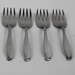 Lot of 4 Wallace Silver Circe Pattern Stainless Salad Forks 6" Long Good