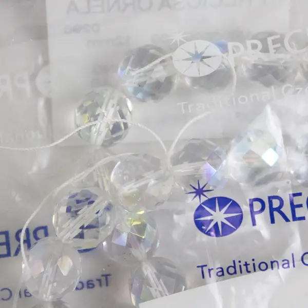 Preciosa Ornela Czech Round Faceted Transparent String Beads, 12mm, New 