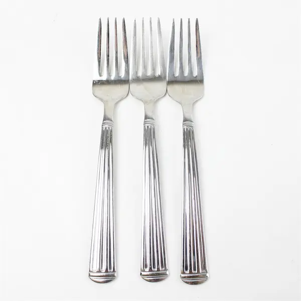 Lot of 3 Wallace Silver Column Pattern 18/10 SS Salad Forks 7.25" Rare HTF Piece