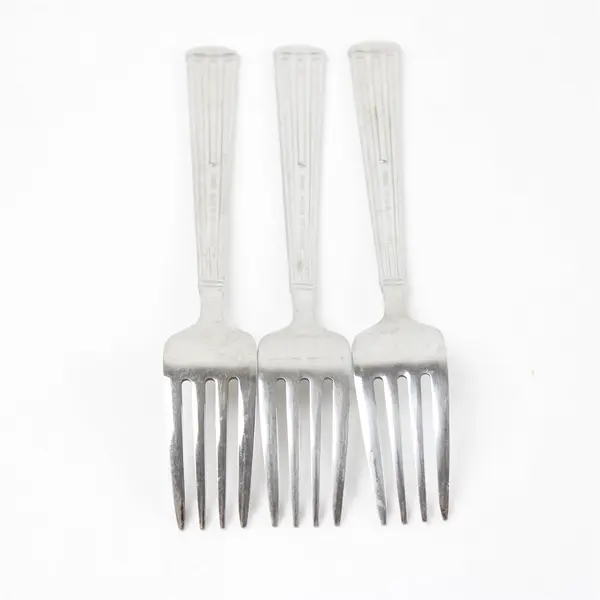 Lot of 3 Wallace Silver Column Pattern 18/10 SS Salad Forks 7.25" Rare HTF Piece