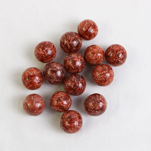 Mottled Orange/ Brown Glass Circular Beads x 14 Count, 0.10" Round