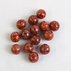 Mottled Orange/ Brown Glass Circular Beads x 14 Count, 0.10" Round