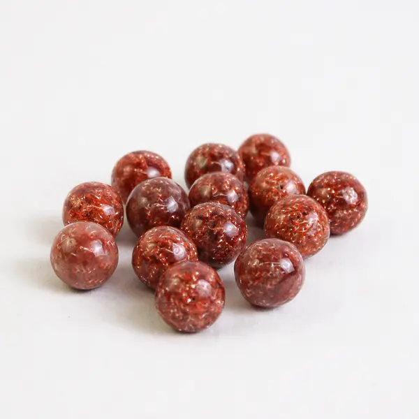 Mottled Orange/ Brown Glass Circular Beads x 14 Count, 0.10" Round