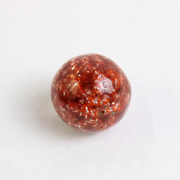 Mottled Orange/ Brown Glass Circular Beads x 14 Count, 0.10" Round