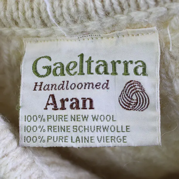 VTG Gaeltarra Adult M 36" Aran Handloomed 100% Wool Cardigan Made in Ireland
