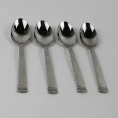 Lot of 4 Wallace Silver Coin Edge Pattern 18/10 SS Oval Soup Spoons 7.5" Good