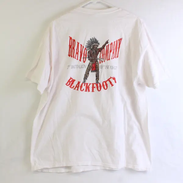 Gildan Adult XL White Bravo Company 2nd Battalion 10th Infantry Blackfoot Tee