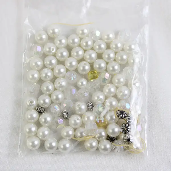 Lot of 3 Small Bags of Light Pink & White Loose Artificial Plastic Pearls