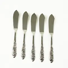 Set of 5 Oneida Barcelona Stainless Flat Handle Master Butter Knives