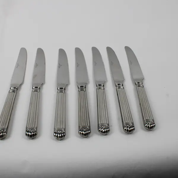 Lot of 7 Wallace Silver Chardonnay Pattern 18/10 SS Dinner Knives 9.5" Good