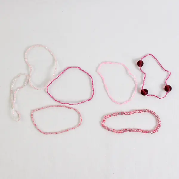 2 Small Bags of Assorted Shapes Pink Beads