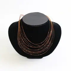 12-Strand Brown Seed Bead Fashion Necklace 9" Long