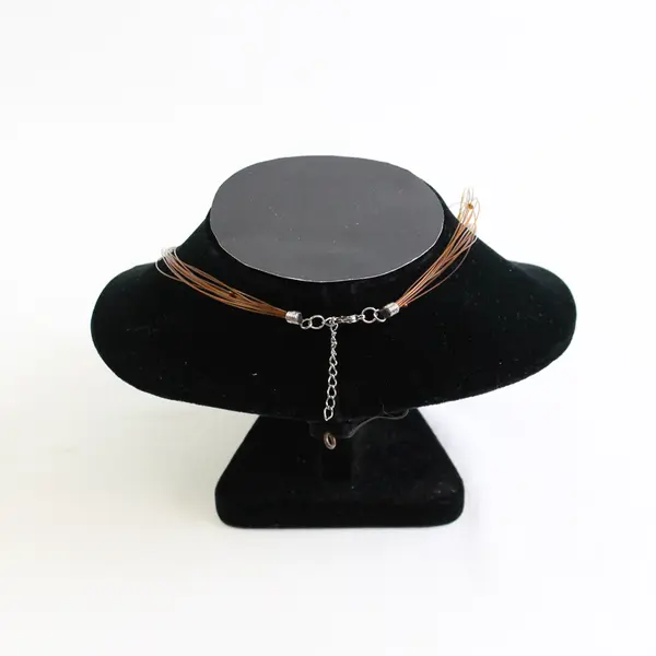 12-Strand Brown Seed Bead Fashion Necklace 9" Long