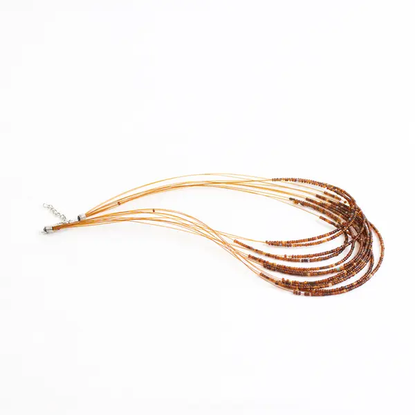 12-Strand Brown Seed Bead Fashion Necklace 9" Long